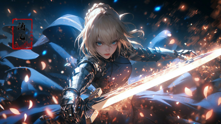 606247209521969556-725680741-artoria_pendragon__(fate_), sword, weapon, saber, holding_sword, armor, blurry, solo, blurry_foreground, depth_of_field, holding.jpg